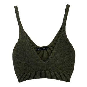 Green Knit Crop Top